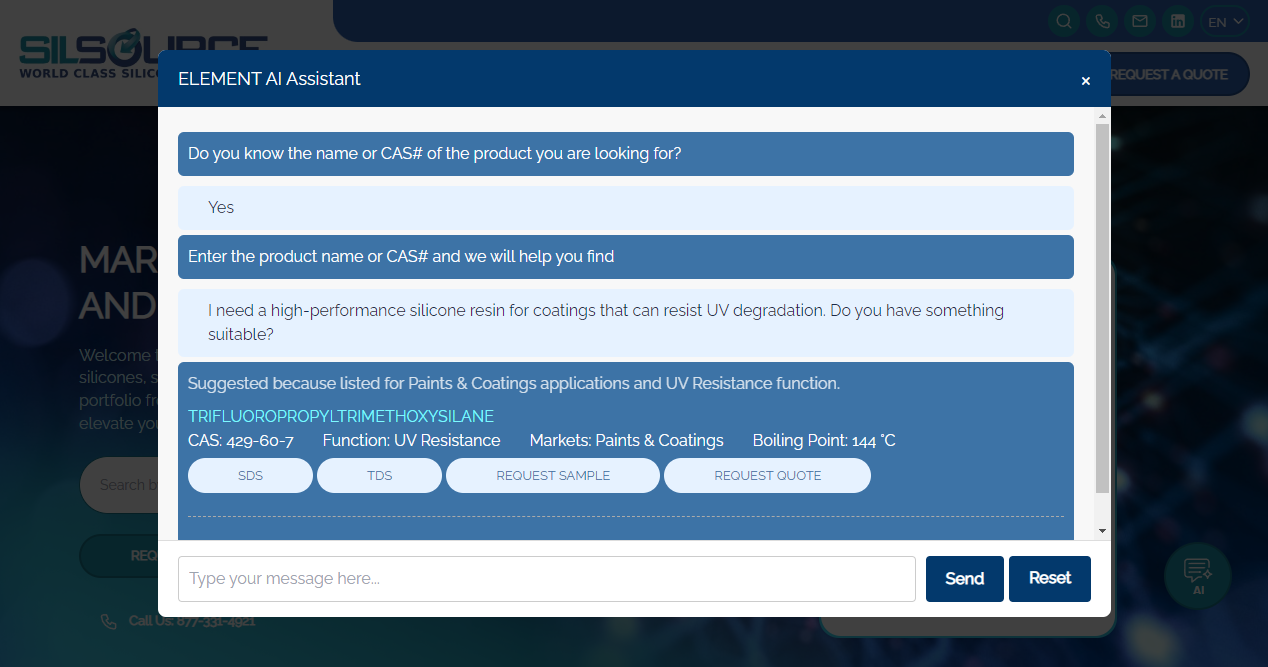 AI Powered Technical Chatbot for Chemical Websites